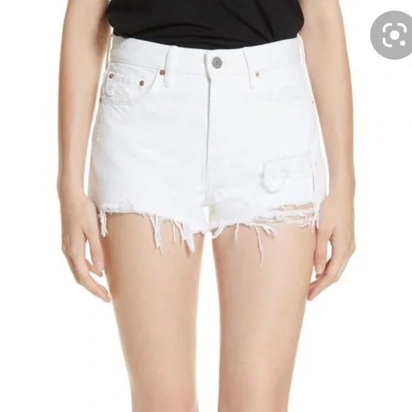 GRLFRND white denim Cindy high waisted jean shorts